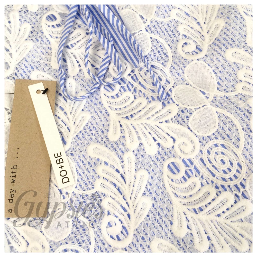 Little Cottage Blue Gingham Lace Top - Picture 4 of 8